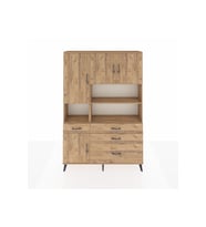 Arges Gardrop 9 Raflı 4 Çekmeceli 4 Kapaklı 132x30x195 Çam-Çam