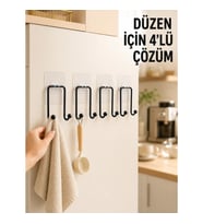 Mey İthalat® 4 Adet Yapışkanlı Askı Çok Amaçlı Mutfak Banyo Düzenleyici Askılık