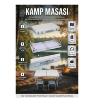 Valiz Tipi Katlanabilir Piknik Masası 4 Tabureli Taşınabilir Kamp Seti