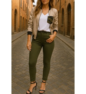 Gabardin Kumaş Yüksek Bel Pantolon 90 Cm 4XLbel40cm (Haki)