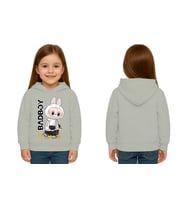 Unisex Baskılı Çocuk Swaetshirt Labubu Baskılı Kapüşonlu 3 İplik Şardonlu (Gri)