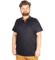 Mode XL Büyük Beden Erkek T-Shirt Fermuarlı Polo Yaka 21029 Lacivert