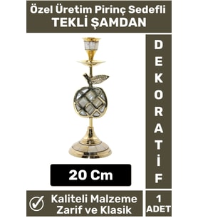 Premium Yüksek Kaliteli Dekoratif Şık Tasarım Hediyelik Biblo Mumluk Pirinç Sedefli TEKLİ ŞAMDAN
