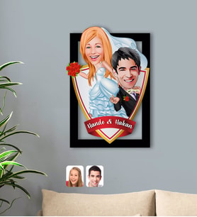 BK Gift Kişiye Özel İsimli Evleniyoruz Karikatürlü 3D Ahşap Tablo-2