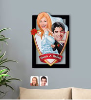 BK Gift Kişiye Özel İsimli Evleniyoruz Karikatürlü 3D Ahşap Tablo-2