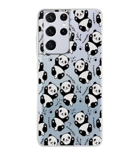 Samsung Galaxy S21 Ultra Kapak Panda Tasarımlı Şeffaf Silikon Kılıf