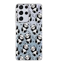 Samsung Galaxy S21 Ultra Kapak Panda Tasarımlı Şeffaf Silikon Kılıf