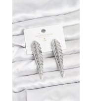Pirinç Gümüş Renk Balık Sırtı Model Zirkon Taşlı Kadın Küpe - TJ-BKP11517