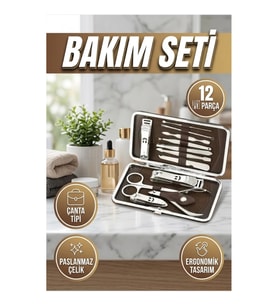 12 Parça Çanta Tipi Manikür Pedikür Tırnak Bakım Seti Tırnak Düzeltme ve Bakım Aletleri