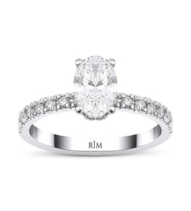1.45 Karat Oval Tektaş Laboratuvar Pırlanta Yüzük - HRD Sertifikalı