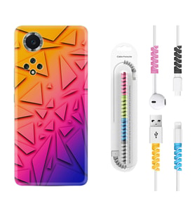 Huawei Nova Y70 Y90 Nova 9 SE  Kılıf Kablo Koruma Spiral Silikon Üçgenler 1635
