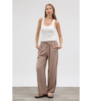 Beli Lastikli Modal Pantolon - Taş
