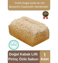 Organik Ferah Koku Cilt Bariyerini Güçlendirir Nemlendirir %100 Doğal Kabak Lifli Pirinç Özlü Sabun