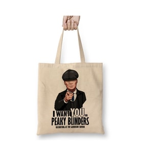 Peaky Blinders 01 Beyaz Bez Çanta Uzun Saplı Alışveriş Çantası Plaj Çantası