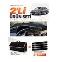 HYUNDAİ ELANTRA (2017-2020) Uyumlu Torpido Örtüsü + Tay Tüyü Bagaj Çantası + Sticker Seti - Siyah Bej