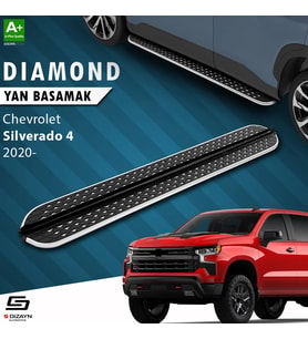 S-Dizayn Chevrolet Silverado 4 Uzun Şase Diamond Krom Yan Basamak 253 Cm 2020 Üzeri A+ Kalite