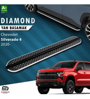 S-Dizayn Chevrolet Silverado 4 Uzun Şase Diamond Krom Yan Basamak 253 Cm 2020 Üzeri A+ Kalite