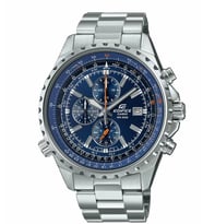 Casio EF-527D-2AVUDF Edifice Quartz Çelik Gri Mavi Kadran 10 ATM 46 mm Erkek Kol Saati