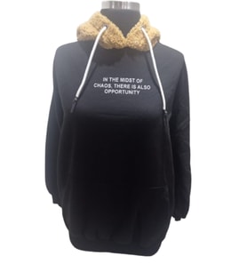 Kahve Peluş Kapüşonlu Siyah Şardonlu Termal Sweatshirt