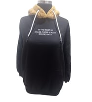 Kahve Peluş Kapüşonlu Siyah Şardonlu Termal Sweatshirt