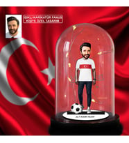 Kişiye Özel Milli Takım Formalı Karikatür Biblo Işıklı Fanus, Türkiye Milli Takım, Taraftar Hediyesi