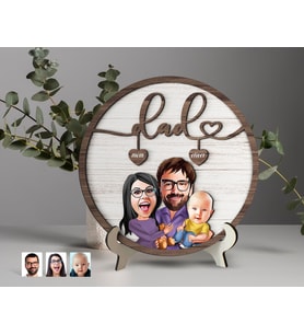 Bk Gift Kişiye Özel Aile Karikatürlü Kabartma Tasarım Ahşap Baba Tabelası, Babaya Hediye, Babalar Günü Hediyesi, Ev Dekorasyonu-4