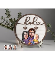 Bk Gift Kişiye Özel Aile Karikatürlü Kabartma Tasarım Ahşap Baba Tabelası, Babaya Hediye, Babalar Günü Hediyesi, Ev Dekorasyonu-4