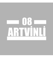 08 Artvinli Araba Sticker siyah 16x9 CM (Beyaz)