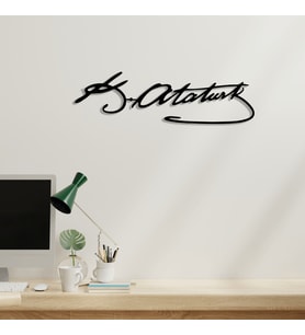 Alpha Metal Design - Metal Atatürk İmzası Duvar Tablosu - Siyah Atatürk İmzası - Ev Ofis Dekorasyon Aksesuar AMD4030