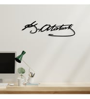 Alpha Metal Design - Metal Atatürk İmzası Duvar Tablosu - Siyah Atatürk İmzası - Ev Ofis Dekorasyon Aksesuar AMD4030