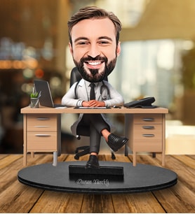14 Mart Tıp Bayramına Özel Erkek Doktor Karikatür Biblo  240