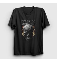 Presmono Unisex Siyah Fire Skull Breaking Benjamin T-Shirt 379491tt