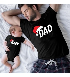 Yılbaşı Kostümü Dad Baby 2023 Tshirt Zıbın