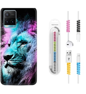 Vivo Y11S Y21S Y20 Y20S Y70 Kılıf Kablo Koruma Spiral Silikon Pink Blue Leon 1603