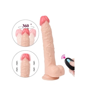 Uzaktan Kumandalı Şarjlı Döner Başlı Titreşimli Realistik Dildo 23 cm