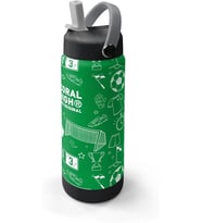 Lexroo 650 ml Erkek Çocuk Yeşil Futbol Baskılı Çelik Suluk/Matara (Pipetli) 38329