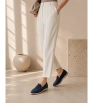 Piana Hakiki Deri Süet Derisi Kot Mavisi Loafer