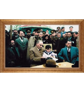 EV İŞYERİ OFİS İÇİN ALTIN ÇERÇEVELİ PASPARTULU TABLO S84