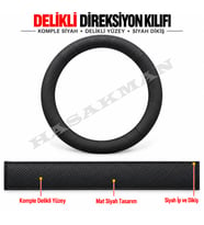 Seat Leon Mk1-1M Dikme Direksiyon Kılıfı Premium Komple Delikli Deri Siyah Dikiş Sport-Top Sport-FR-Cupra 1999-2006