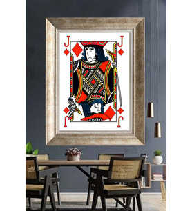 Tablore Karo Vale İskambil Kartı Çerçeveli Kanvas Tablo Poker Ve Oyun Temalı Modern Duvar Dekoru