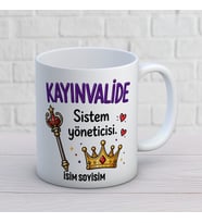 Kişiye Özel Kayınvalide Tasarımlı Sistem Yöneticisi Yazılı İsimli Seramik Kupa Bardak
