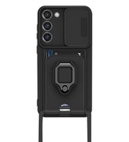 Galaxy S23 Plus Kılıf Zuma Kartvizitli Yüzüklü Silikon - Siyah