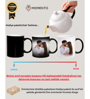 HD Fotoğraf Baskılı Premium Kalite Isıya Duyarlı & Ücretsiz Netleştirme-Sihirli Kupa Bardak-Solmama Garantili - Momento - Sevgiliye, Aileye, Doğum Günü, Yıl Dönümü, Anneler Günü & Babalar Günü Hediyesi (Düz Siyah)