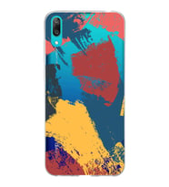 Huawei Y7 Pro 2019 Uyumlu Kapak Brush Stroke Tasarımlı Şeffaf Silikon Kılıf