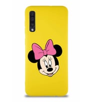 Samsung Galaxy A30S Soft Premier Kapak Minnie Mouse-C Tasarımlı Silikon Kılıf - Sarı (Şeffaf)