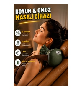 3D Yoğurma Teknolojili Boyun ve Omuz Masaj Aleti 3 Kademeli Hız Ayarlı Ergonomik Tasarım
