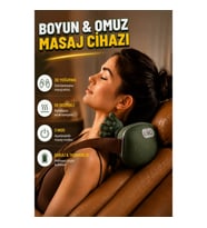 3D Yoğurma Teknolojili Boyun ve Omuz Masaj Aleti 3 Kademeli Hız Ayarlı Ergonomik Tasarım