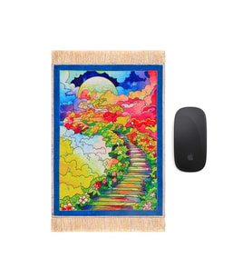 Bursa İpek Mavi Gökyüzü Dekoratif Küçük Halı Mousepad