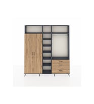 Arges Gardrop 9 Raflı 3 Çekmeceli 2 Askılı 220x30x243 Antrasit-Çam