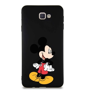 Samsung Galaxy J7 Prime Soft Premier Kapak Mickey Mouse-D Tasarımlı Silikon Kılıf - Siyah (Şeffaf)